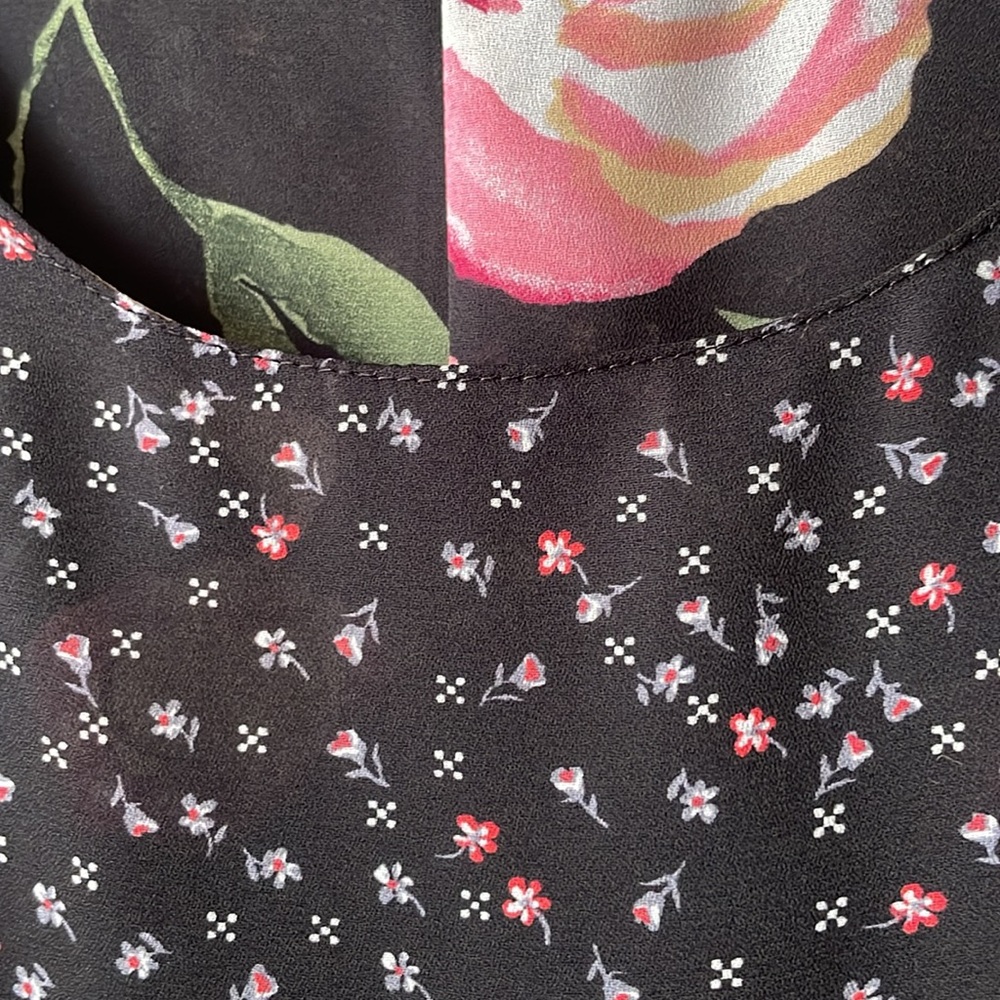 Vintage black floral reversible sleeveless maxi chiffon dress - Picture 3 of 8